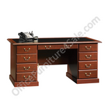 (Scratch & Dent ) Sauder Outlet Heritage Hill 65"W Double-Pedestal Desk, Classic Cherry