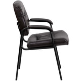 Leather Guest/Reception Chair with Black Frame