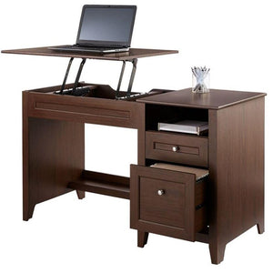 Realspace Outlet Height-Adjustable 50"W Lift Top Desk, Mocha