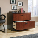 Sauder Outlet Via Wood Letter/Legal Size Lateral File Cabinet, Classic Cherry/Soft Black