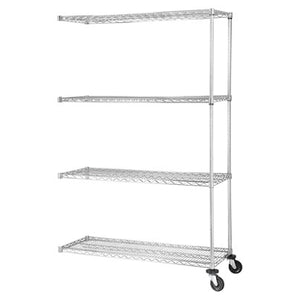 Lorell Industrial Wire Shelving Add-On Unit, 48"W x 24"D, Chrome