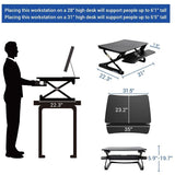 FlexiSpot Height-Adjustable Standing Desk Riser With Removable Keyboard Tray, 35"W, Black