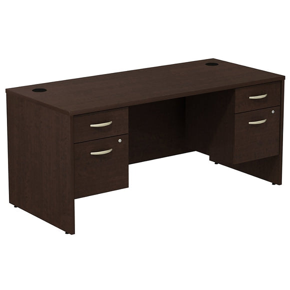 (Scratch & Dent) Bush Business Furniture Outlet Components Desk With Two 3/4 Pedestals, Mocha Cherry, Standard Delivery
