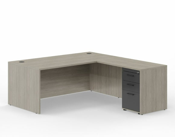 Leah Executive L-Shaped Desk with Locking Box/Box/File Pedestal Drawers, 71