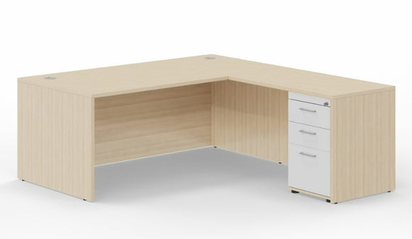 Leah Executive L-Shaped Desk with Locking Box/Box/File Pedestal Drawers, 71