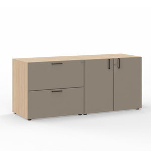 Leah Credenza Combo 2-Drawer Lateral File & 2-Doors Storage Cabinet 72"W x 22"D, Amber Oak/Taupe