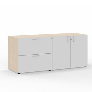 Leah Credenza Combo 2-Drawer Lateral File & 2-Doors Storage Cabinet 72"W x 22"D, Sand Ash/White