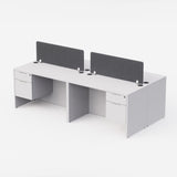 Sheridan Collaborative Benching 96"W x 48"D with Locking Hanging Box/File Pedestals & Dividers - White