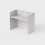 Sheridan 4-Ft. Reception Desk Shell with Super White Glass Top, 48"Wide x 24"D x 42"H, White