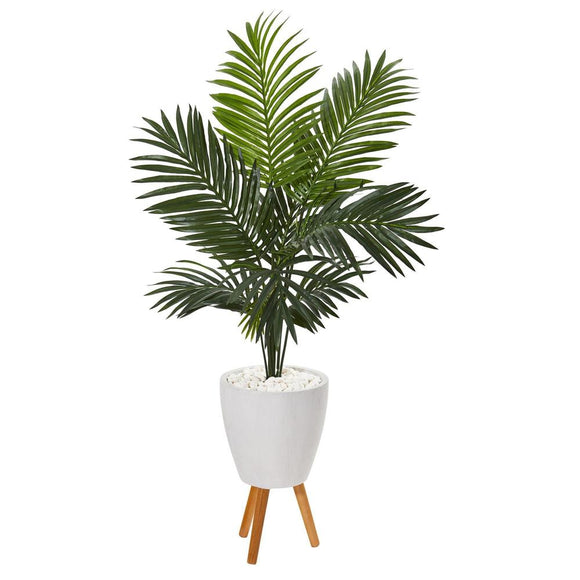 61” Paradise Artificial Palm Tree in White Pot with Stand