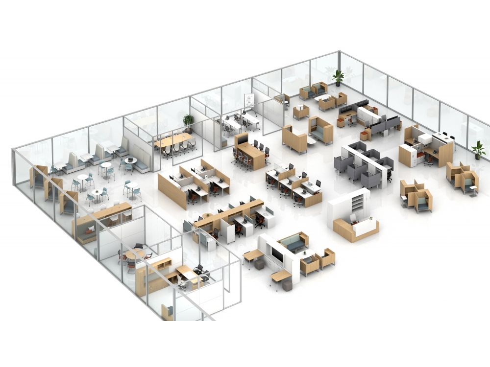 Isometric 3D floor layout produced during OF4S space planning