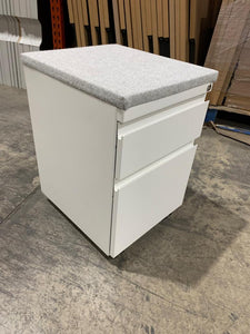 Pre-owned Great Openings Mobile Box/File, White w/Grey Cushion Top