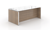 Chiarezza Freestanding Executive Desk Blanc de Gris with Glass Top