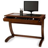 Coastal Ridge Writing Desk, 31 1/8"H x 42"W x 24 1/2"D, Mahogany/Black Glass