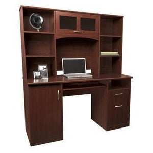 (Scratch and Dent) Realspace Outlet Landon 56"W Desk With Hutch, Cherry