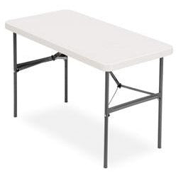Realspace Outlet Molded Plastic Top Folding Table, 4'W, Platinum