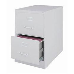 (Scratch & Dent) Realspace PRO Outlet 26 1/2"D Vertical Legal-Size File Cabinet, 2 Drawers, 30% Recycled, Light Gray