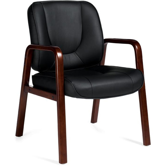 Preva Luxhide Guest Chair with Cordovan Wood Accents 26