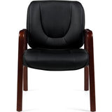 Preva Luxhide Guest Chair with Cordovan Wood Accents 26"D x 24"W x 34.5"H  Black