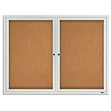 (Scratch & Dent) Quartet Anodized Aluminum Frame Enclosed Bulletin Board, 36"H x 48"W, 2 Doors