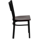 Samson Series Black Grid Back Metal Chair, Wood Seat