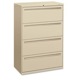 HON Brigade 700 Series Lateral File, 4 Drawers, 53 1/4"H x 36"W x 19 1/4", Putty