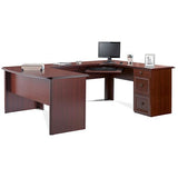 (Scratch & Dent) Realspace Outlet Broadstreet U-Shaped Executive Desk, Cherry