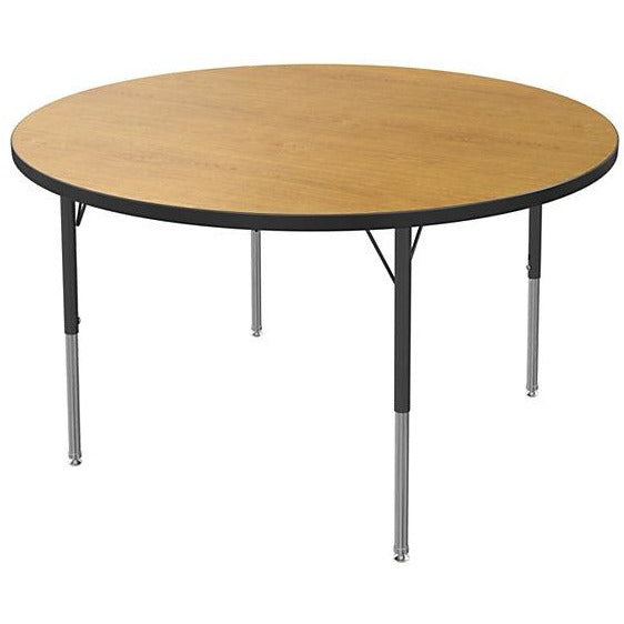 Office Stor Plus Round Activity Table, Oak Top, Chrome/Black Base