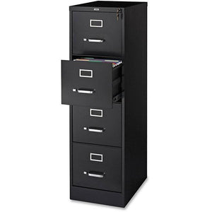 (Scratch & Dent) Lorell Commercial-grade Vertical File - 15" x 22" x 52" - 4 x File Drawer(s) - Letter - Lockable, Ball-bearing Suspension - Black