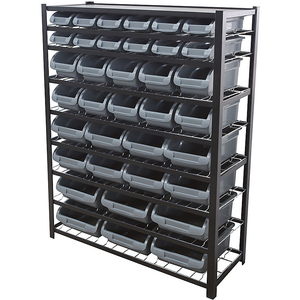 Edsal Bin Storage Rack, 36 Bins, 57"H x 44"W x 16"D, Black, UR4416BIN36