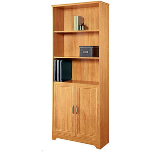 Realspace Magellan Collection 5-Shelf Bookcase W/ Doors, 72"H x 30 1/2"W x 11 3/5"D, Honey Maple