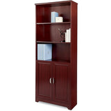 (Scratch and Dent) Realspace Magellan Outlet Collection 5-Shelf Bookcase With Doors, 72"H x 30 1/2"W x 11 3/5"D, Classic Cherry