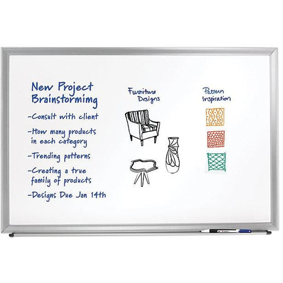 (Scratch & Dent) Foray Outlet Aluminum-Framed Dry-Erase Board, 36'' x 48'', White Board, Silver Frame