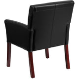 Executive Leather Guest Chair with Mahogany Wood Legs