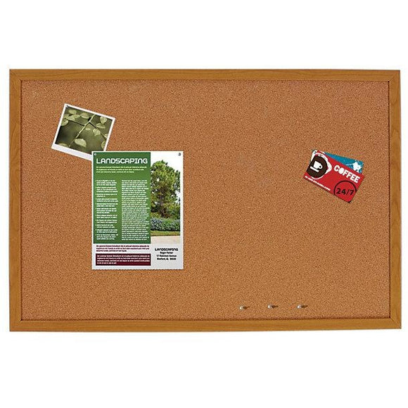 Foray Outlet Cork Bulletin Board, Oak Finish Frame, 48'' x 36''