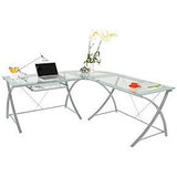 (Scratch & Dent) Realspace Zentra Outlet Main Desk, 30"H x 48"W x 28"D, Silver/Clear