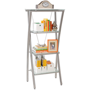 Realspace Outlet Zentra Bookcase, 60"H x 28"W x 17"D, Silver/Clear