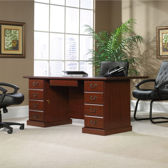 (Scratch & Dent) Sauder Heritage Hill Outlet Executive Desk, 29 3/4''H x 70 1/2''W x 35 1/2''D, Classic Cherry