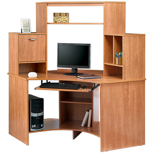 Realspace Outlet Magellan Collection Corner Workstation, Honey Maple
