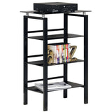 Realspace Outlet Lake Point 38"H 3-Shelf Glass/Metal Bookcase, Black