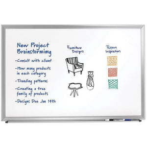 FORAY Outlet Aluminum-Framed Dry-Erase Board With Marker, 48" x 72", White Board, Silver Frame