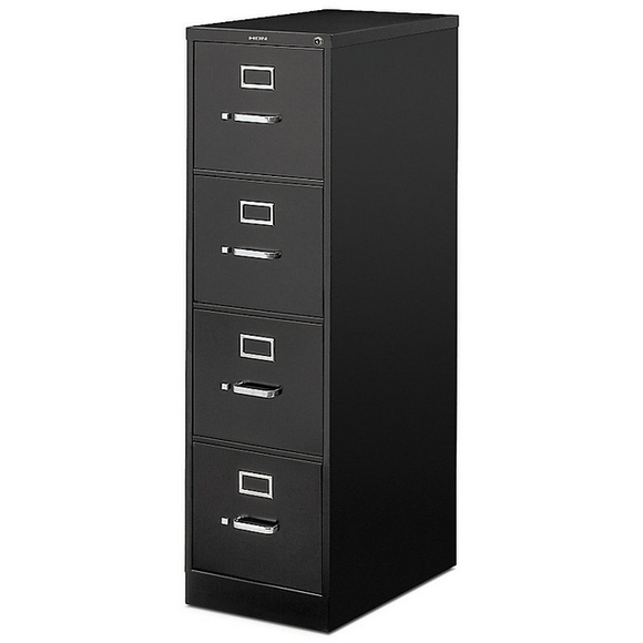 HON 510 Outlet Series 25''D 4-Drawer Letter-Size Vertical File Cabinet, Black