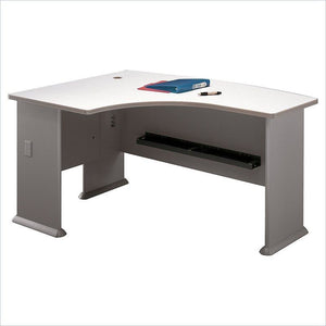 Bush Business Furniture Outlet Office Advantage L Bow Desk Left Handed, 60"W x 44"D, Pewter/White Spectrum