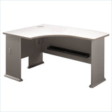 Bush Business Furniture Outlet Office Advantage L Bow Desk Left Handed, 60"W x 44"D, Pewter/White Spectrum
