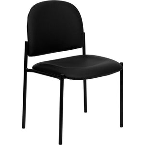Comfort Black Vinyl Stackable Steel Side Chair