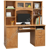 (Scratch and Dent) Realspace Outlet Landon Desk With Hutch, 64"H x 55 1/2"W x 23"D, Oak