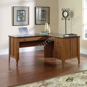 Sauder Appleton Outlet Collection, Faux Marble Top L Desk, 30 3/4"H x 60"W x 59"D, Sand Pear