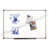 FORAY Outlet Porcelain Magnetic Dry-Erase Board, 48" x 72", White Board, Aluminum Frame With Titanium Finish