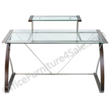 (Scratch and Dent) Realspace Outlet Merido Main Desk, 36"H x 55"W x 28.35"D, Espresso/Silver