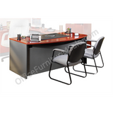 (Scratch & Dent) Bush Outlet Components Bow-Front Desk Shell, 29 7/8"H x 71"W x 36 1/8"D, Hansen Cherry/Graphite Gray